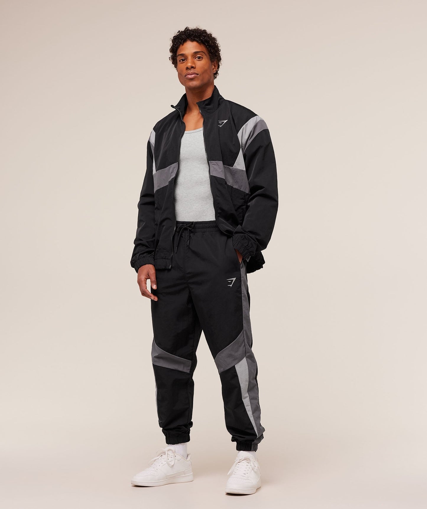 Gymshark Retro Track Pants - Black/Dark Grey/Smokey Grey