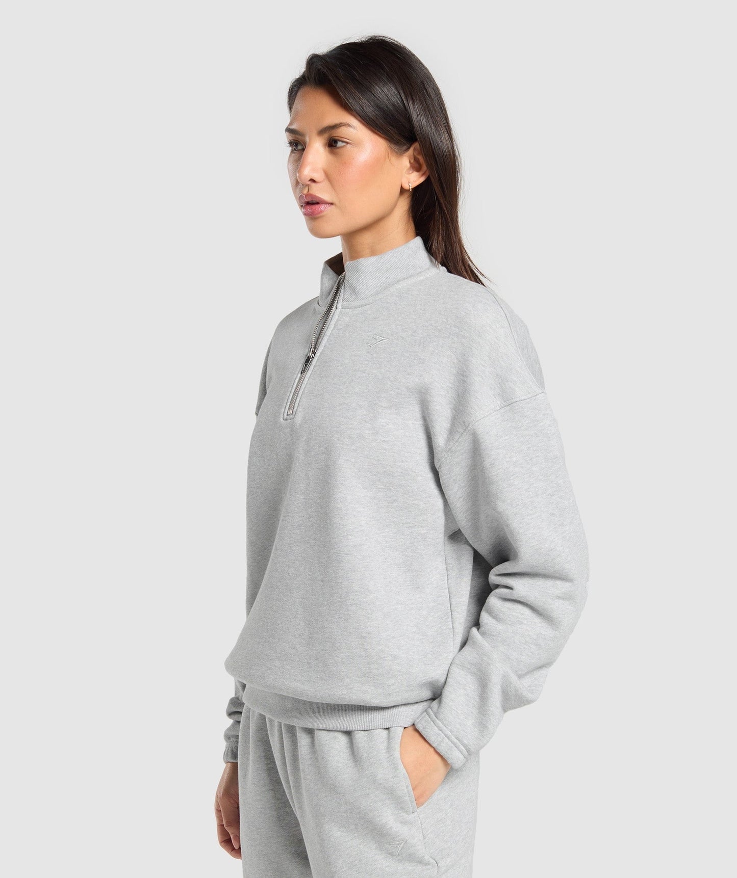Gymshark Rest Day Sweats 2.0 1/4 Zip Pullover - Light Grey Core Marl
