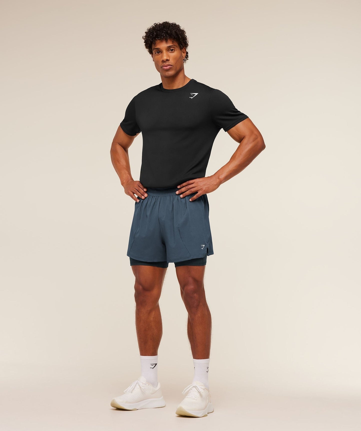 Gymshark Running 4" 2in1 Shorts - GS Stealth Blue/GS Deep Petrol Blue