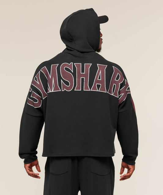 Gymshark Bodybuilding Zip Up Hoodie - GS Black/GS Burgundy Brown