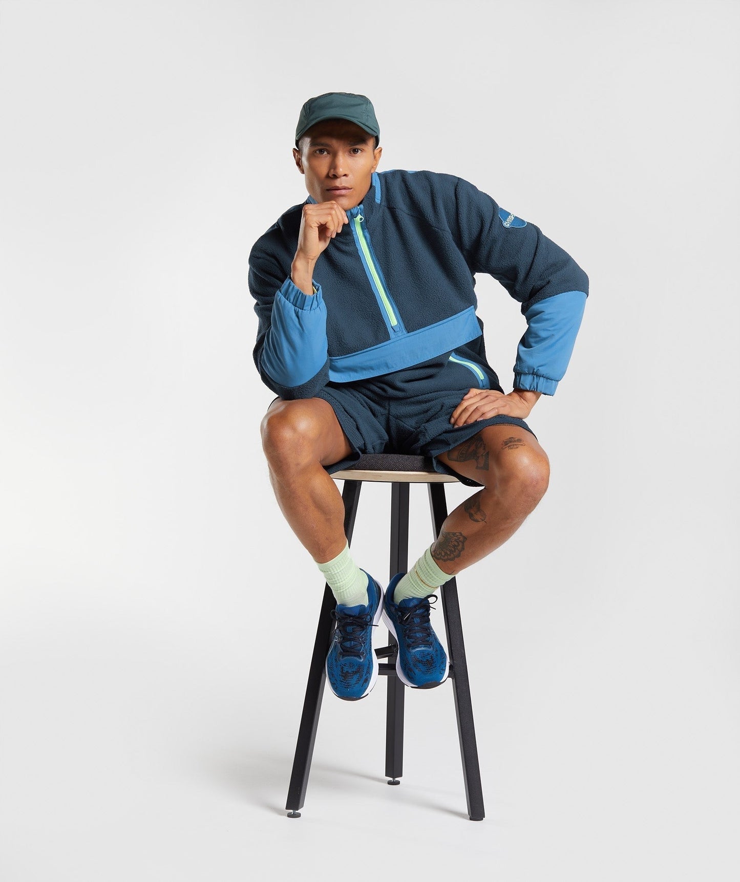 Gymshark Vibes Fleece 1/4 Zip - Navy/Lakeside Blue
