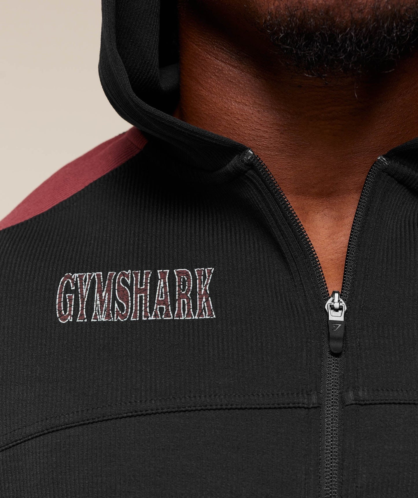 Gymshark Bodybuilding Zip Up Hoodie - GS Black/GS Burgundy Brown