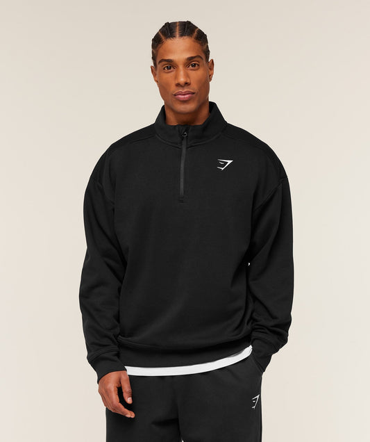 Gymshark Crest Oversized 1/4 Zip - GS Black