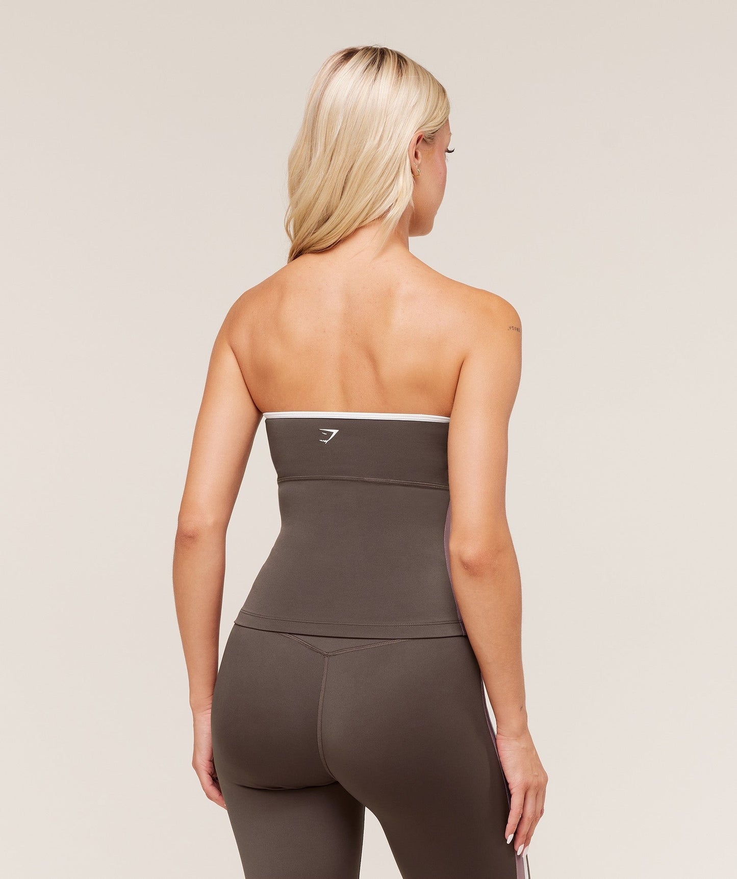Gymshark Piping Bandeau With Shelf - Walnut Brown/Chestnut Pink/Soft White