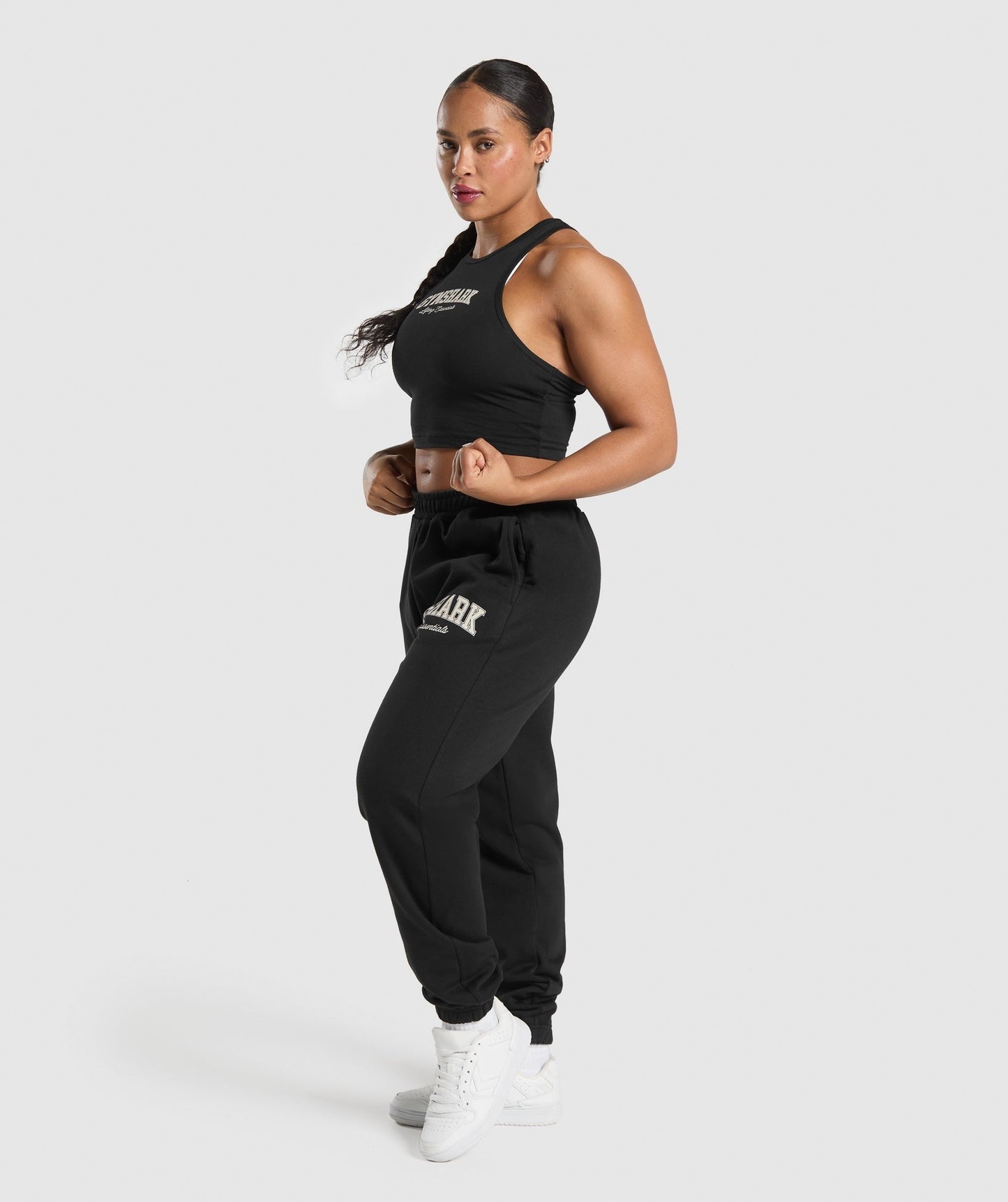 Gymshark Lifting Essentials Graphic Brushed Oversized Joggers - Black