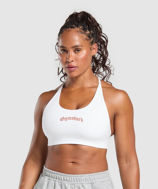 Gymshark Strength Department Graphic Sports Bra - White