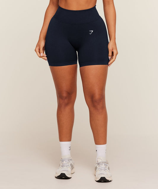 Gymshark Lift Seamless Shorts - Midnight Blue/Black Marl