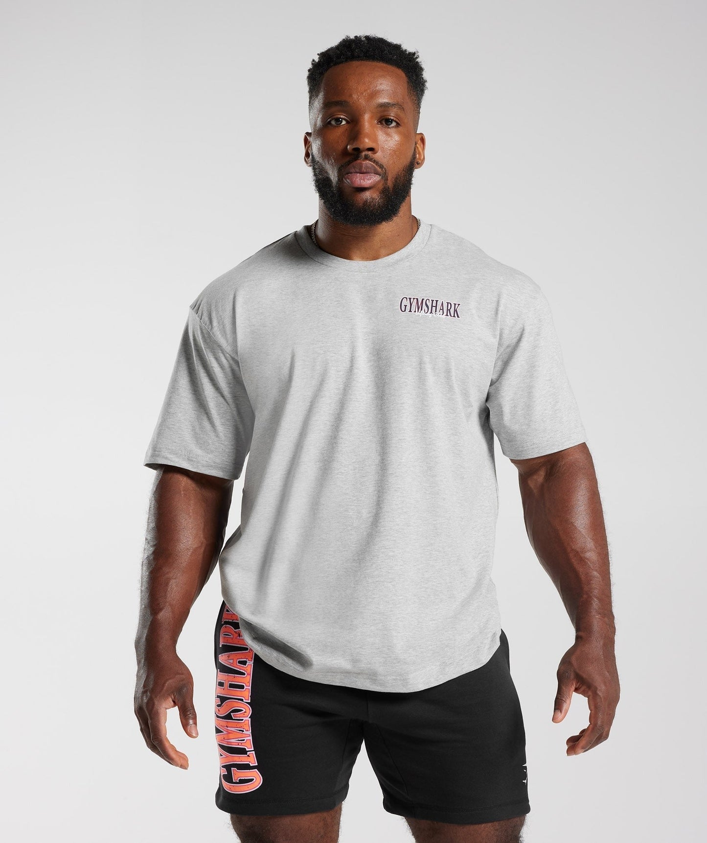 Gymshark Retrowave Oversized T-Shirt - Light Grey Core Marl