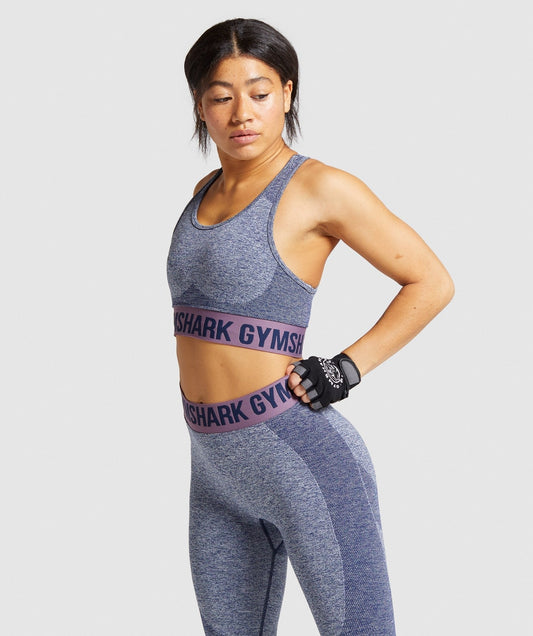 Gymshark Flex Sports Bra - Navy Marl/Purple