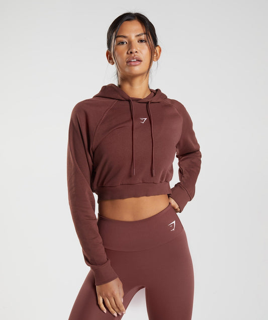 Gymshark Training Cropped Hoodie - Cherry Brown