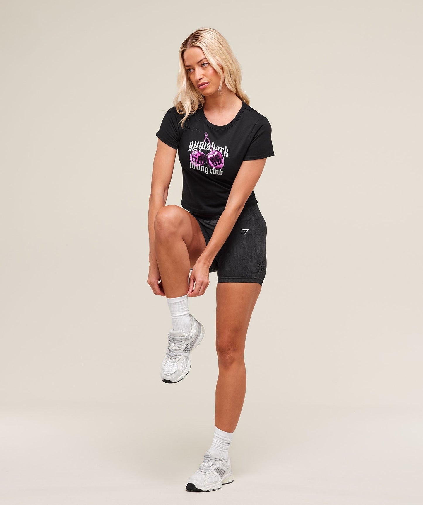 Gymshark Cherry Graphic Baby Tee - Black