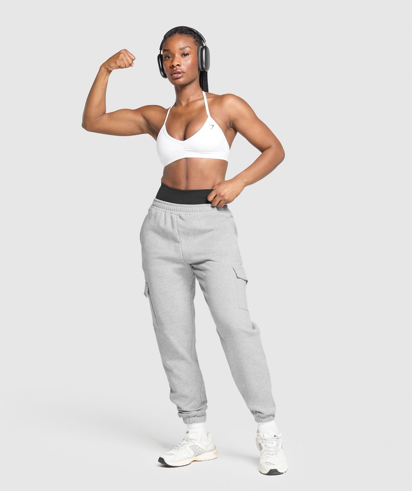 Gymshark Fleece Cargo Joggers - Light Grey Core Marl