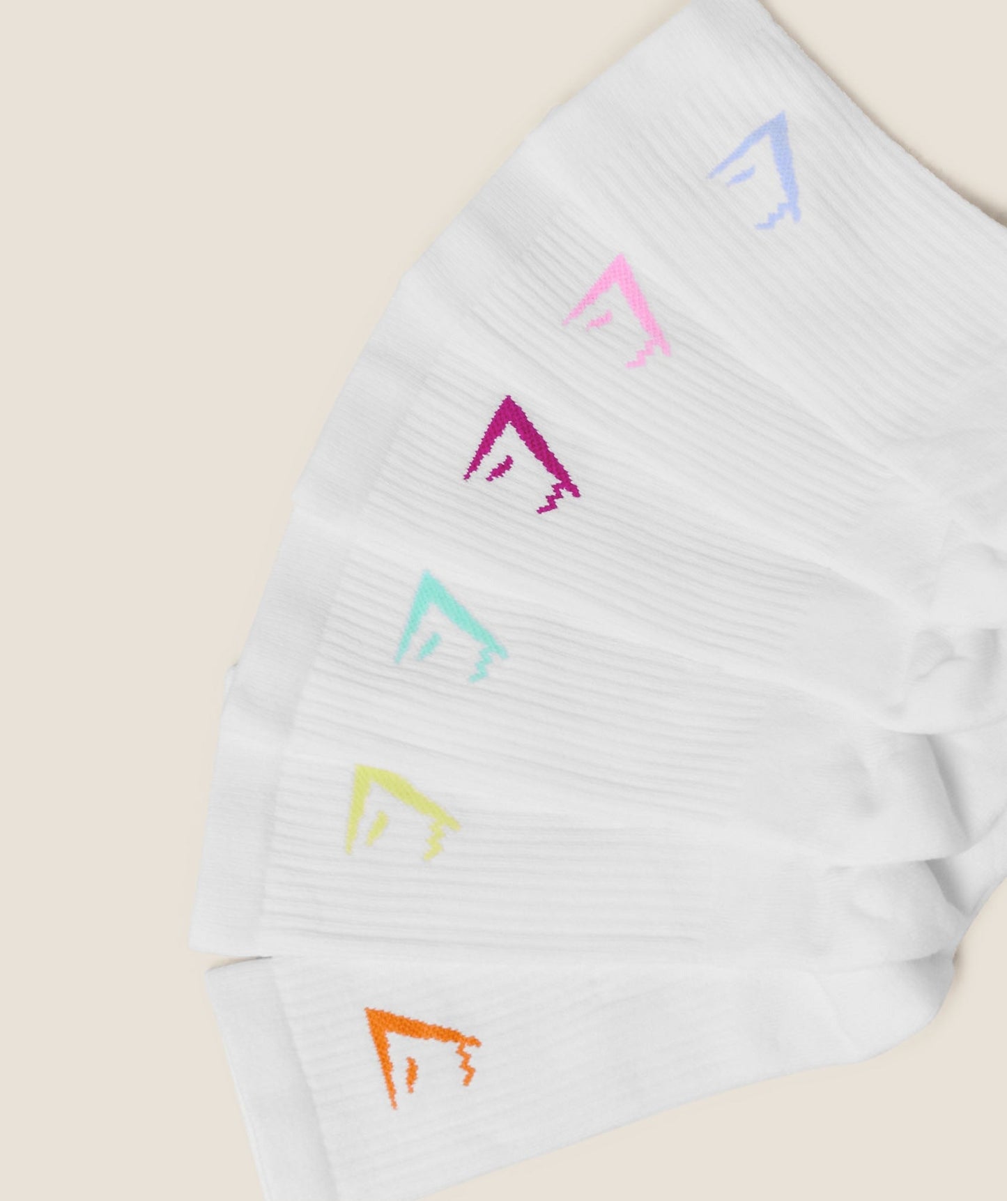 Gymshark Crew Socks 6pk - White / Chilled Blue / Focus Pink / Super-Set Pink / Pop Turquoise / Sorbet Yellow / Dayglow Peach