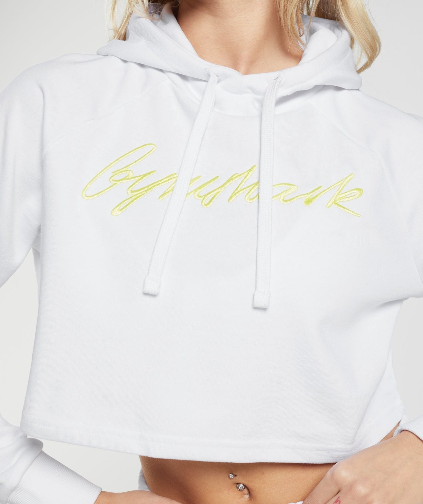 Gymshark Embroidered Graphic Cropped Hoodie - White