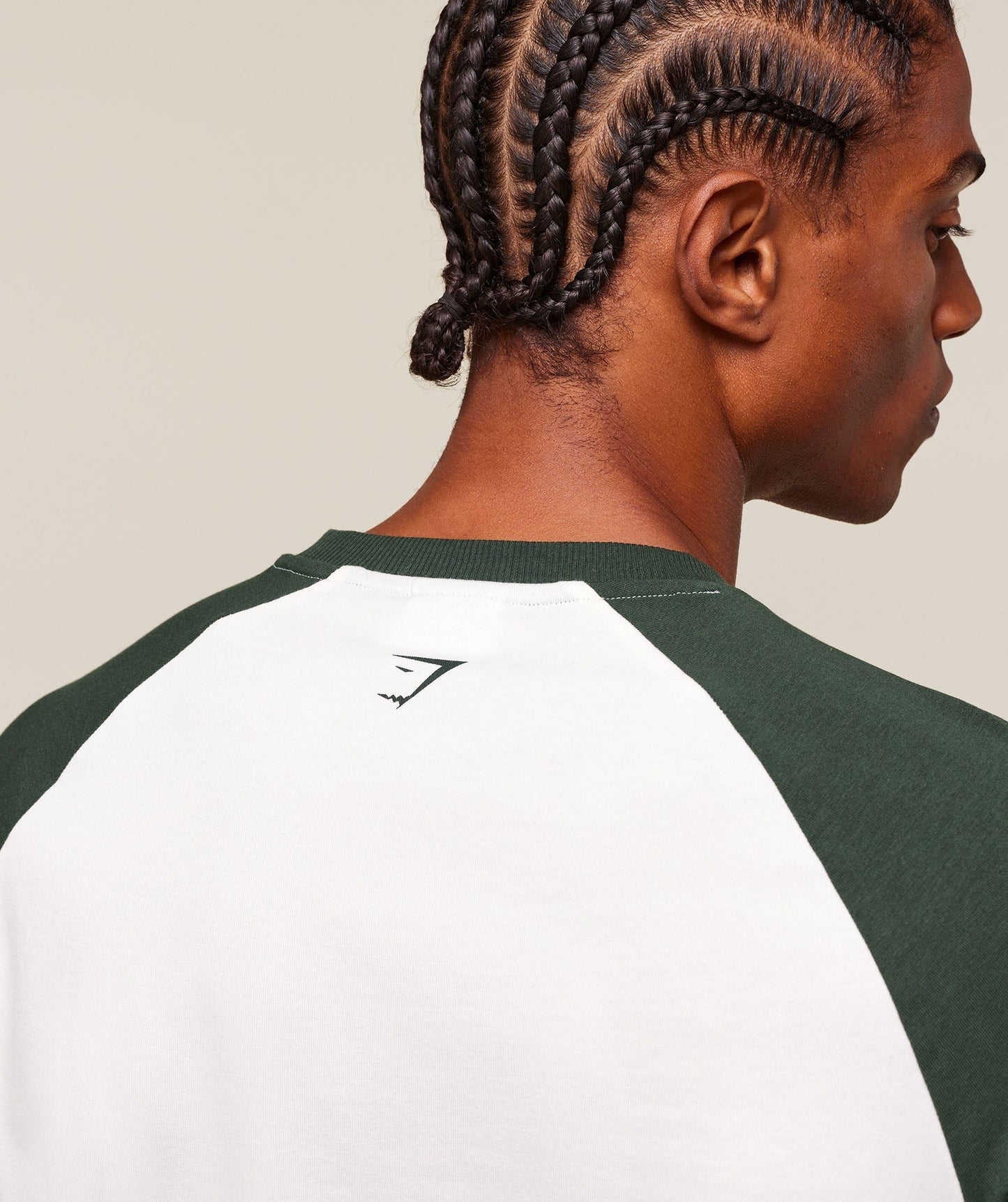 Gymshark GSLC Raglan 3/4 Sleeve T-Shirt - Soft White/Trail Green