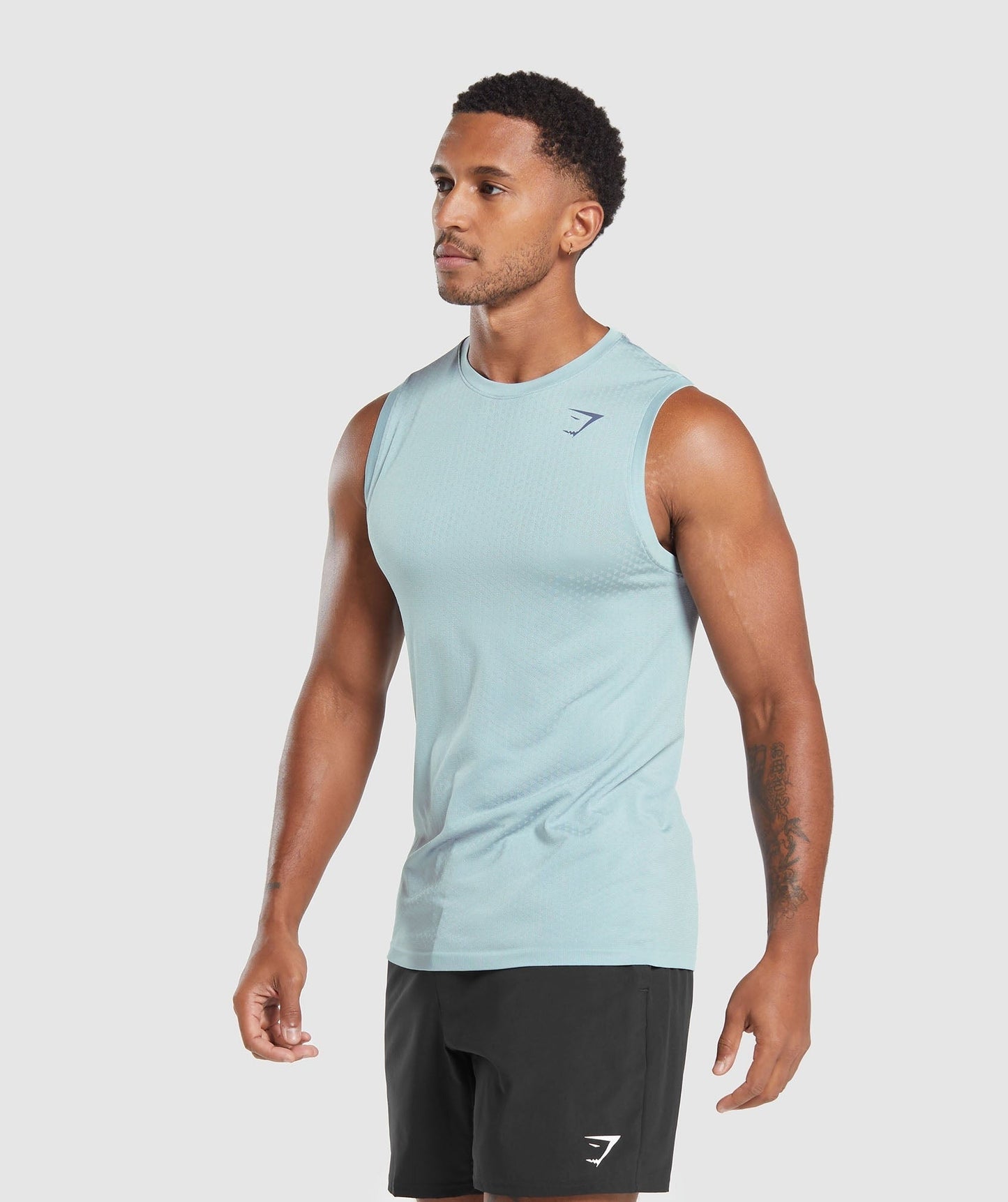 Gymshark Sport Seamless Tank - Salt Blue/White