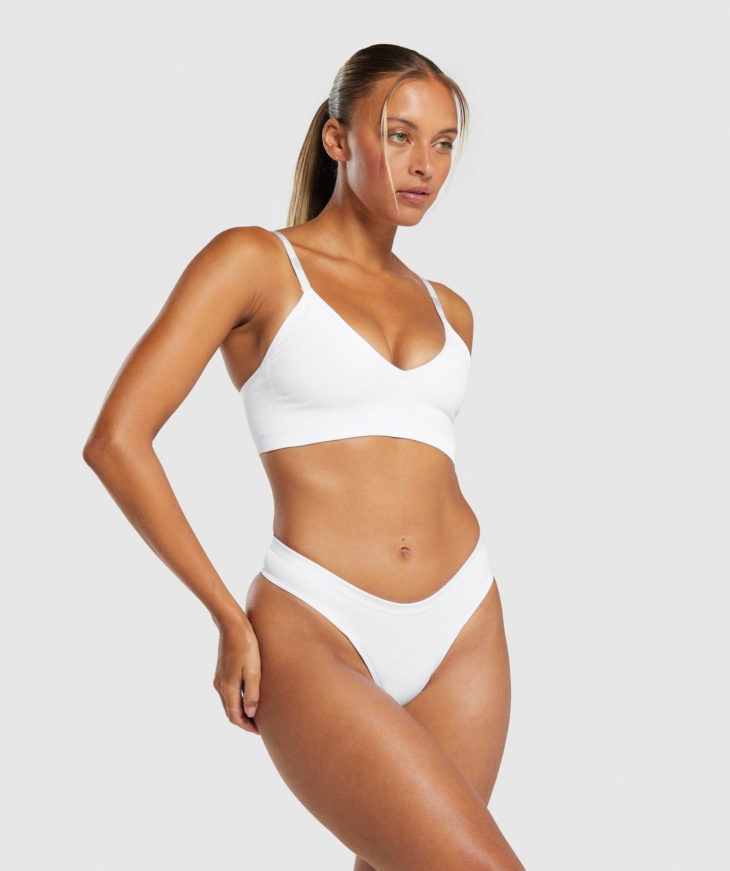 Gymshark Seamless V Neck Bralette - White