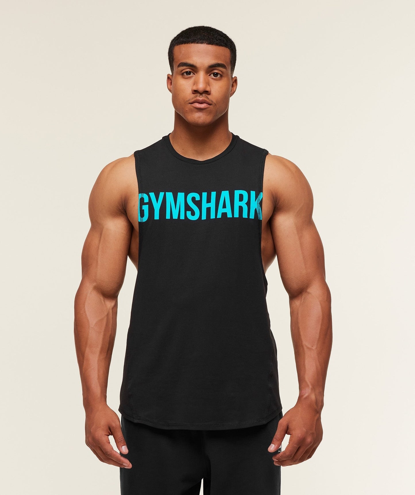 Gymshark Prime Drop Arm Tank - Black/Brand Blue