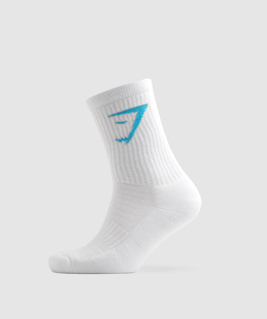 Gymshark Crew Sock 1pk - White/Gymshark Blue