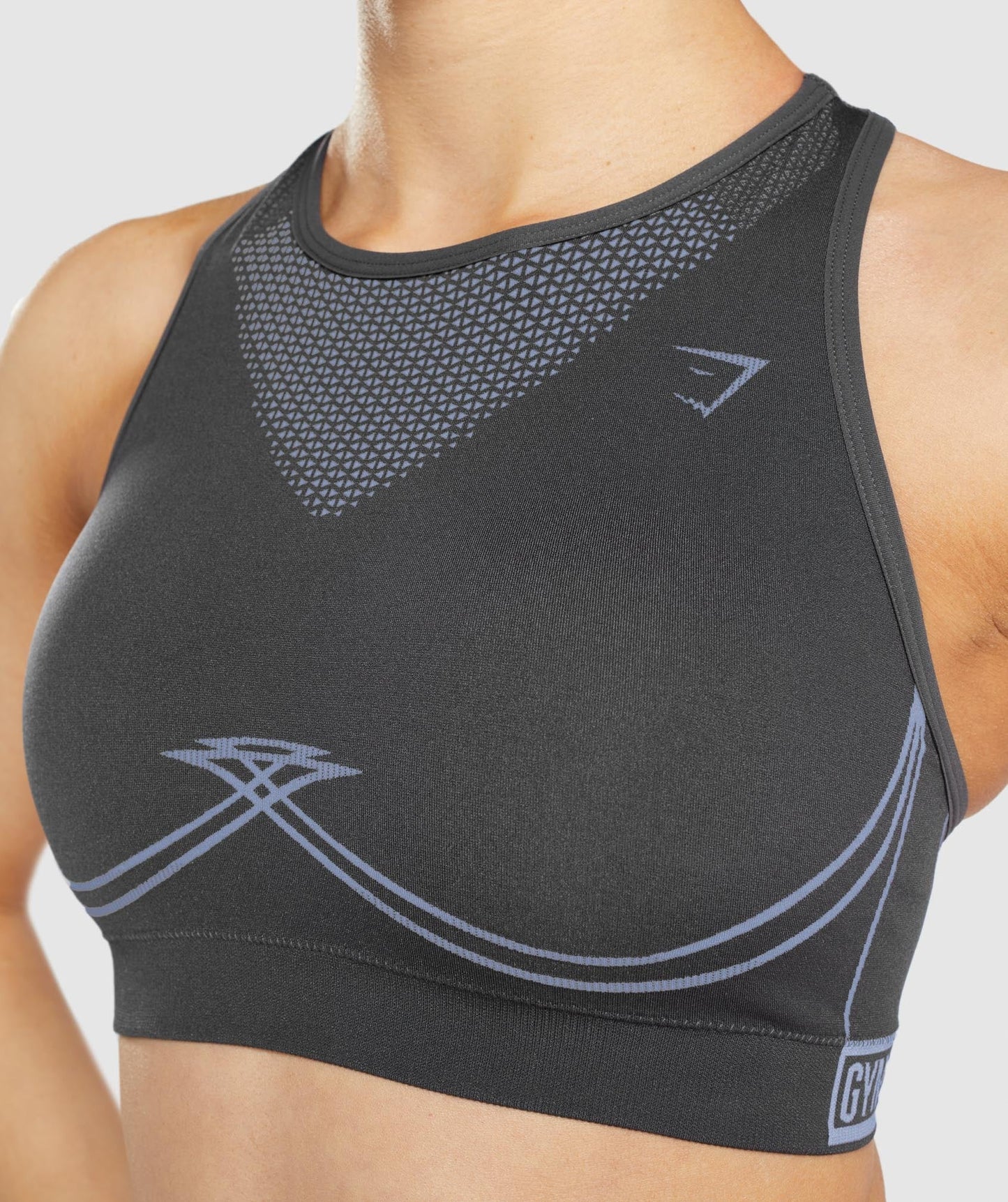 Gymshark Apex Seamless Sports Bra - Onyx Grey/Lavender Blue
