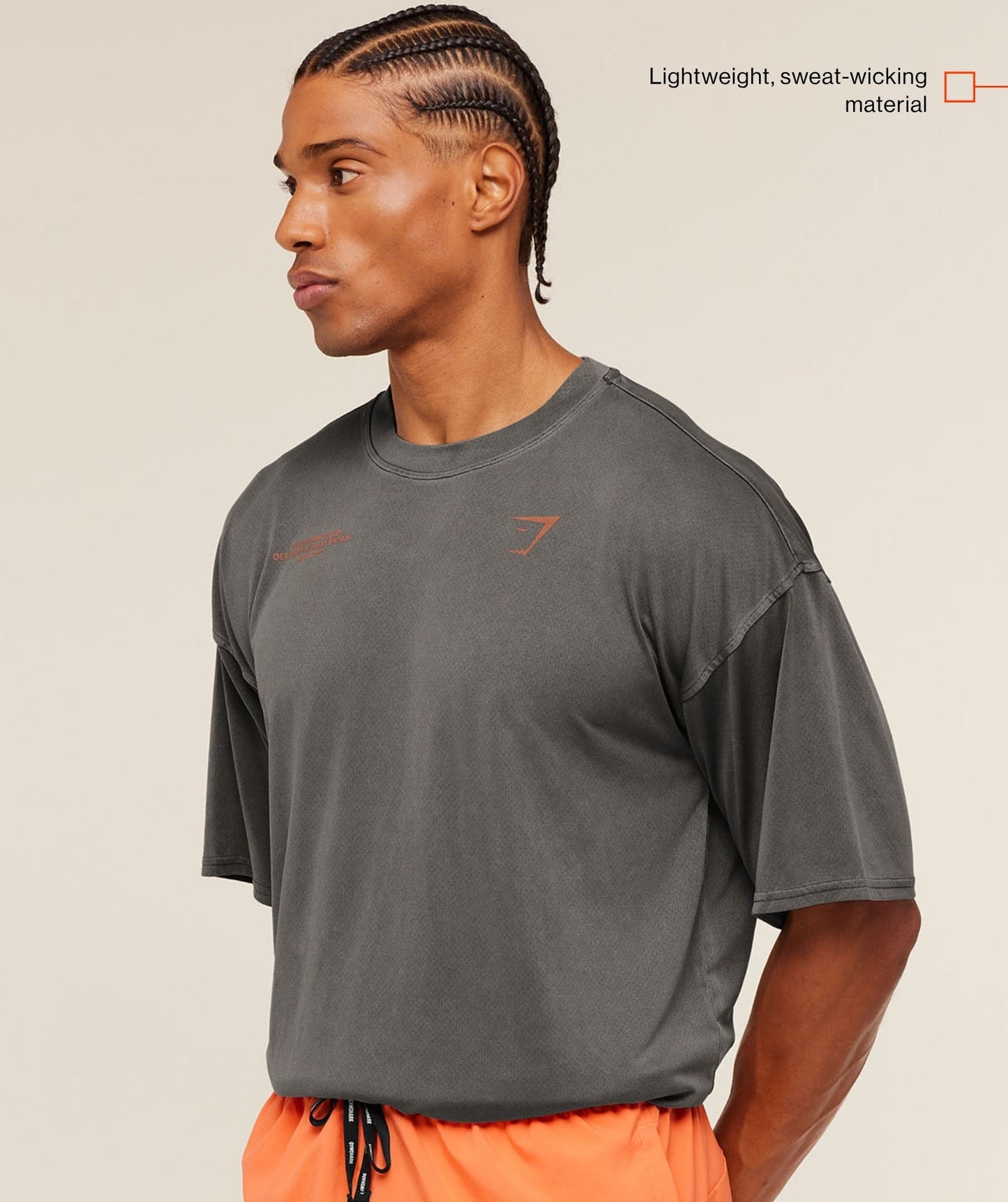 Gymshark Conditioning Club Washed T-Shirt - Black/Dayglow Peach/Wash