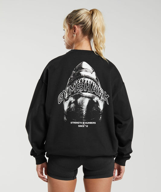 Gymshark Shark Attack Oversized Sweatshirt - Black