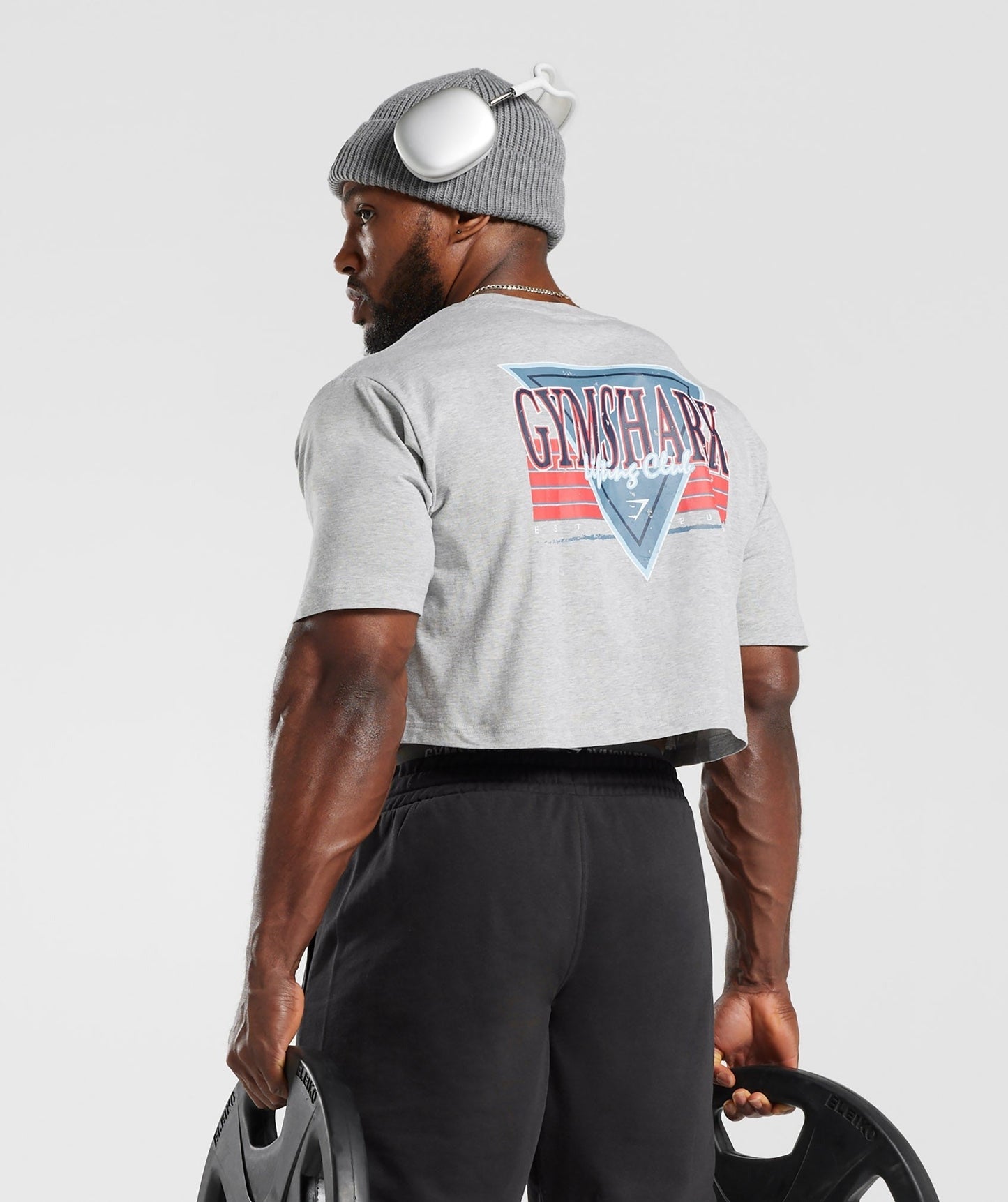 Gymshark Retrowave Crop T-Shirt - Light Grey Core Marl