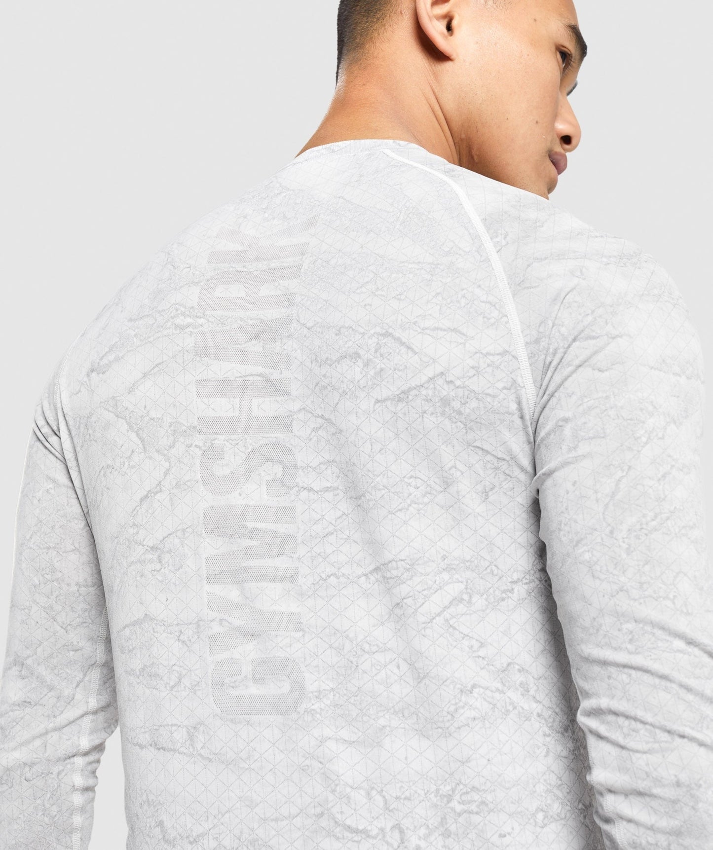 Gymshark Geo Seamless Long Sleeve T-Shirt - Off White/Light Grey