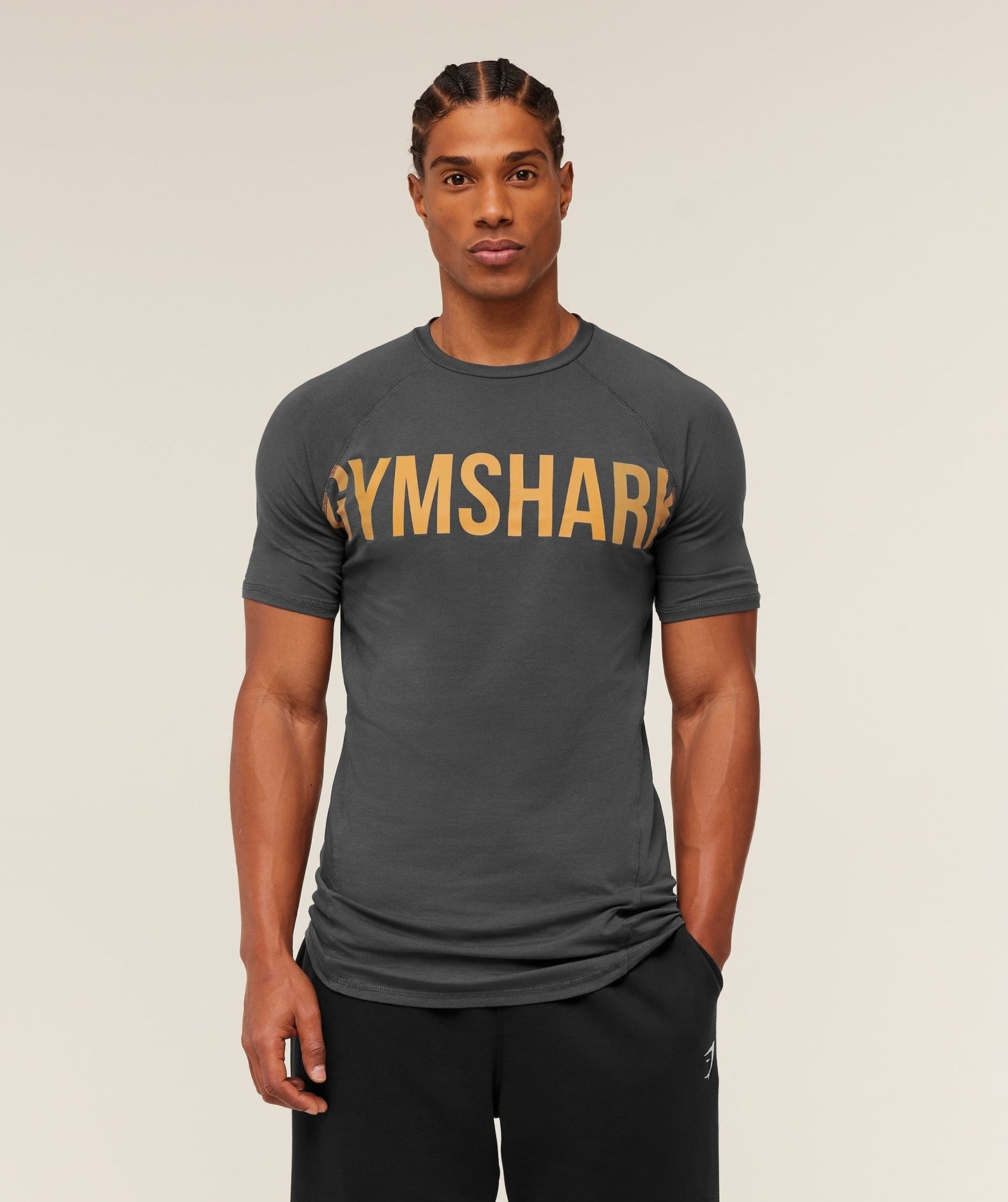 Gymshark Prime T-Shirt - Grey/Antique Gold