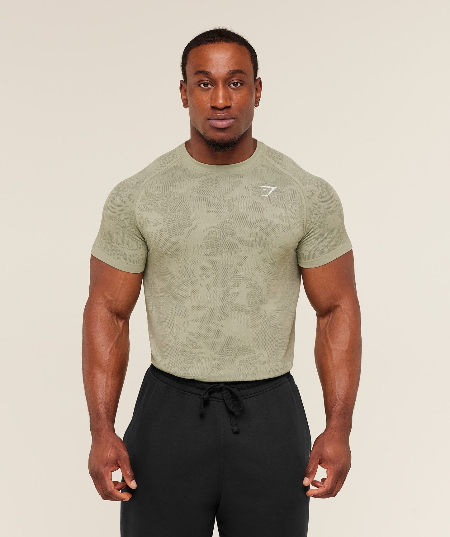 Gymshark Geo Seamless T-Shirt - Haze Green / Unit Green