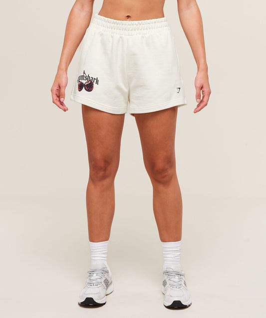 Gymshark Cherry Graphic Shorts - Soft White