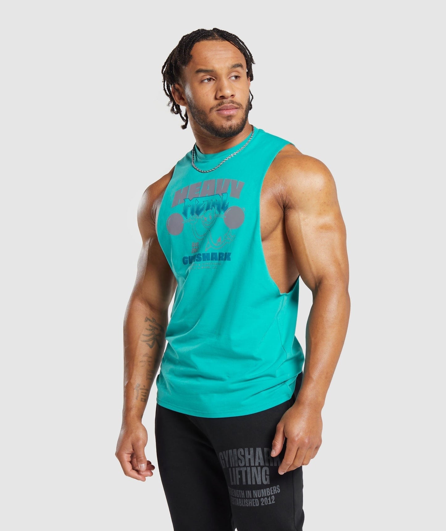 Gymshark Heavy Metal Drop Arm Tank - Blue