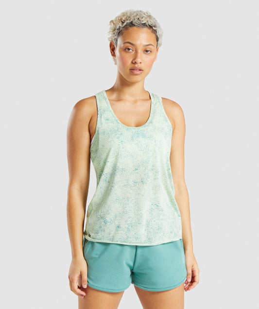 Gymshark Chalk Tank - Light Green Print