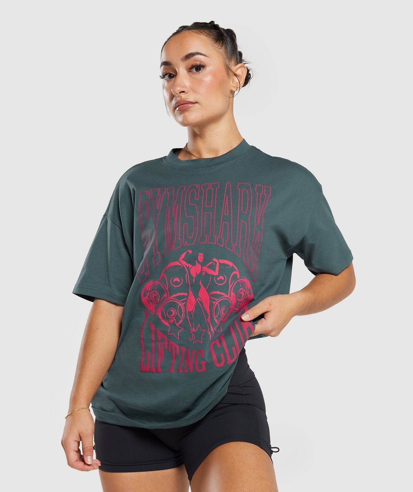 Gymshark Lifting Graphic Oversized T-Shirt - Smokey Teal