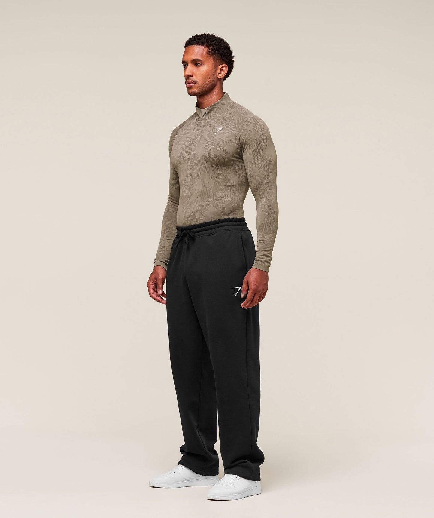 Gymshark Geo Seamless 1/4 Zip - Linen Brown/Camo Brown