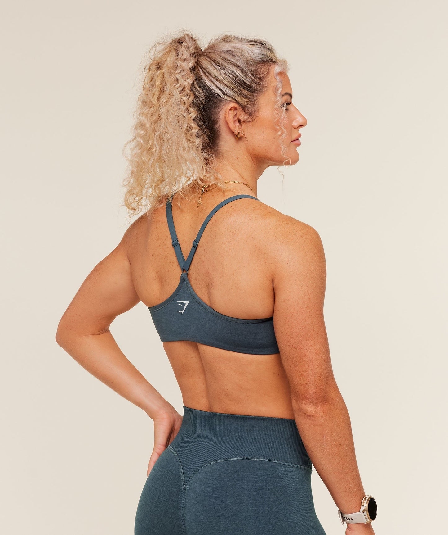 Gymshark Interval Seamless Light Support Sports Bra - Stealth Blue