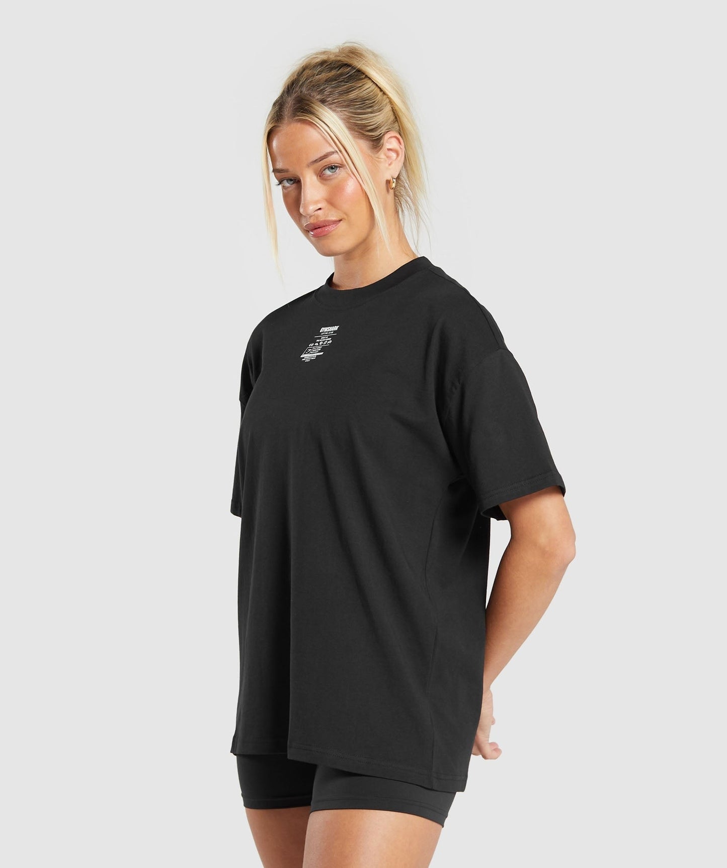 Gymshark Care Label Graphic Oversized T-Shirt - Black