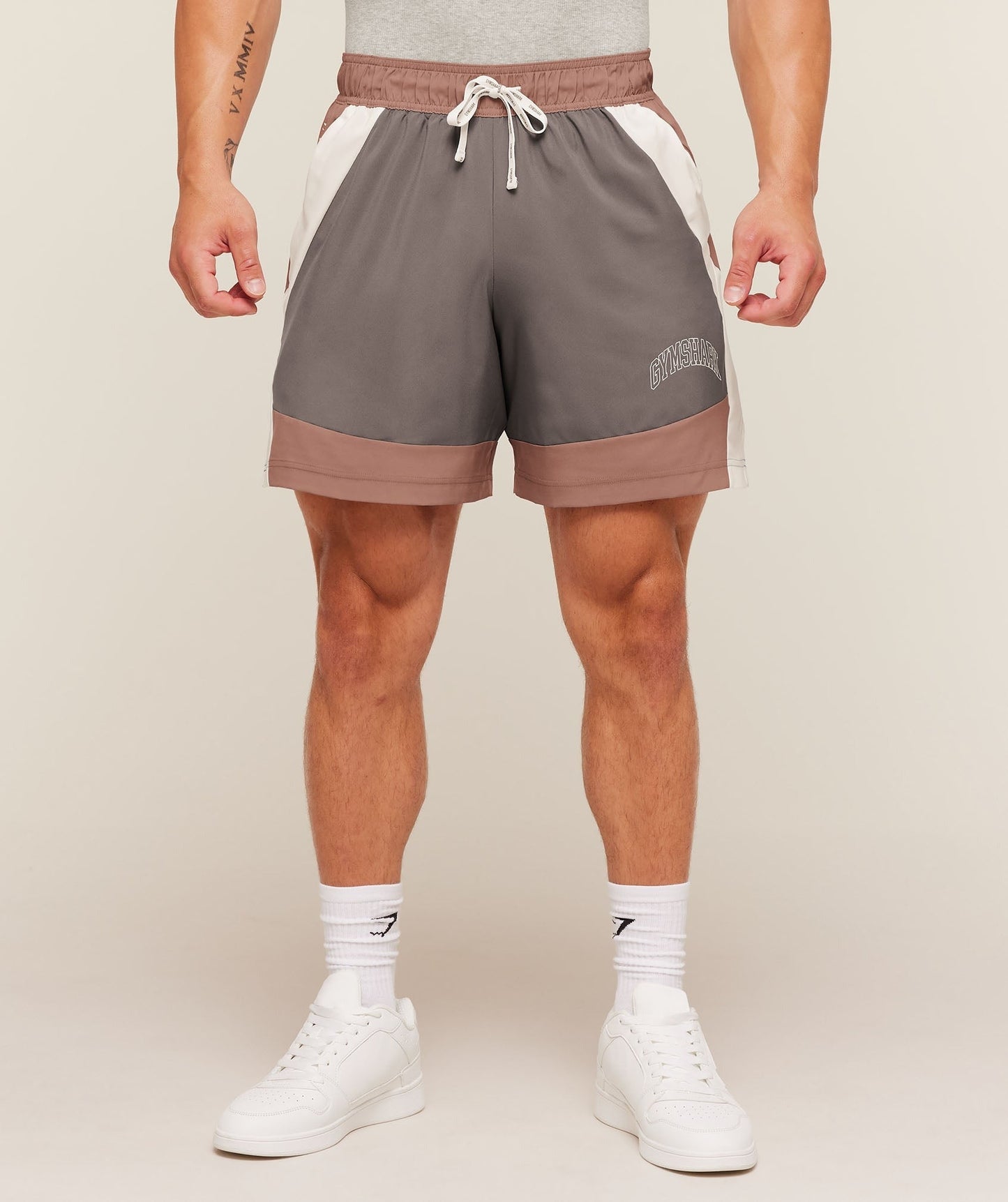 Gymshark Collegiate Tech Shorts - Taupe Brown
