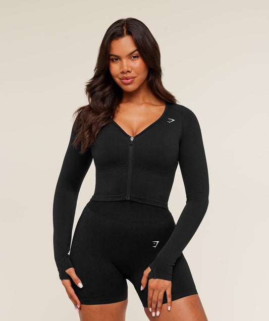 Gymshark Lift Seamless Jacket - Black/Black Marl