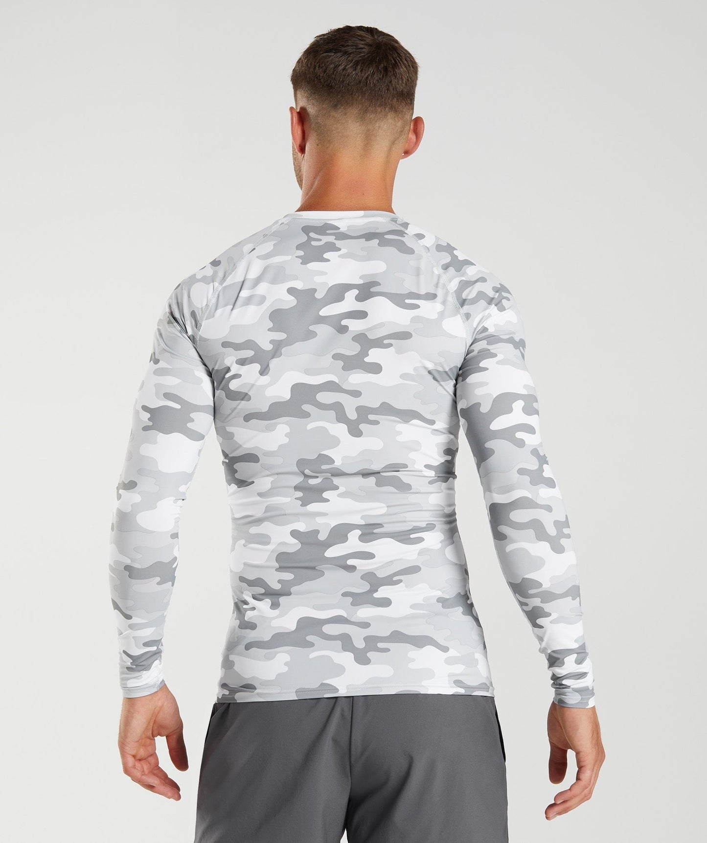 Gymshark Element Baselayer Long Sleeve T-Shirt - Light Grey Print