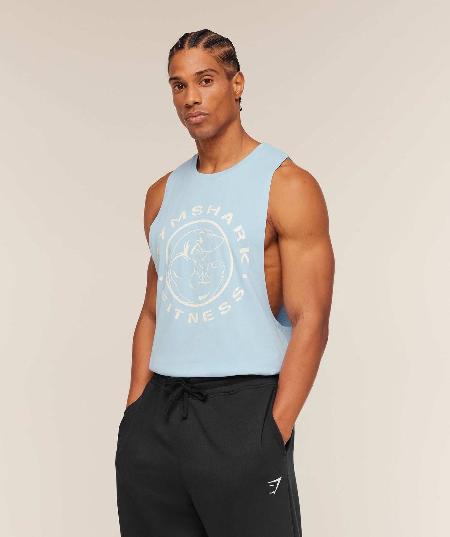 Gymshark Legacy Drop Arm Tank - Chilled Blue