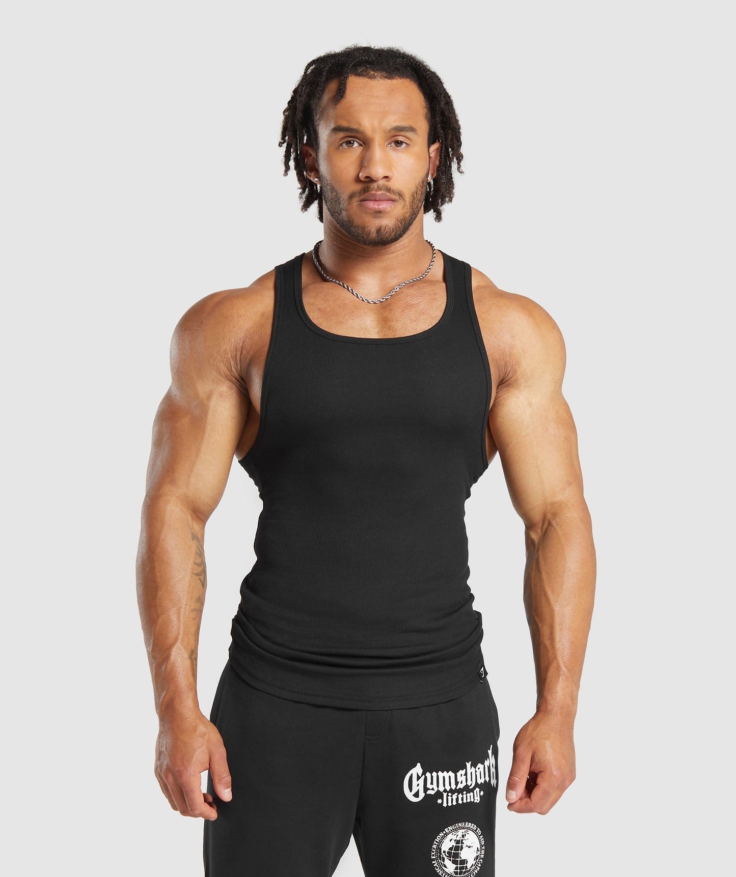 Gymshark Ribbed Tank 3PK - Black/White/Iron Blue
