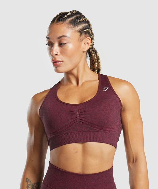 Gymshark Lift Seamless Sports Bra - Vintage Pink/Black Marl