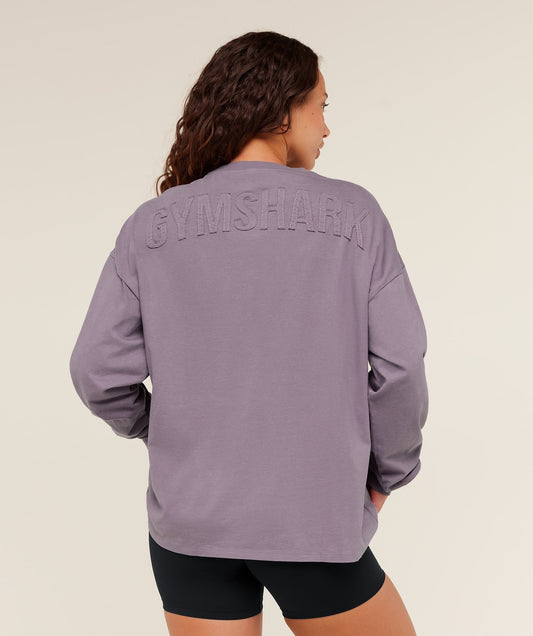 Gymshark Power Washed Long Sleeve Top - Dusk Purple/Acid Wash