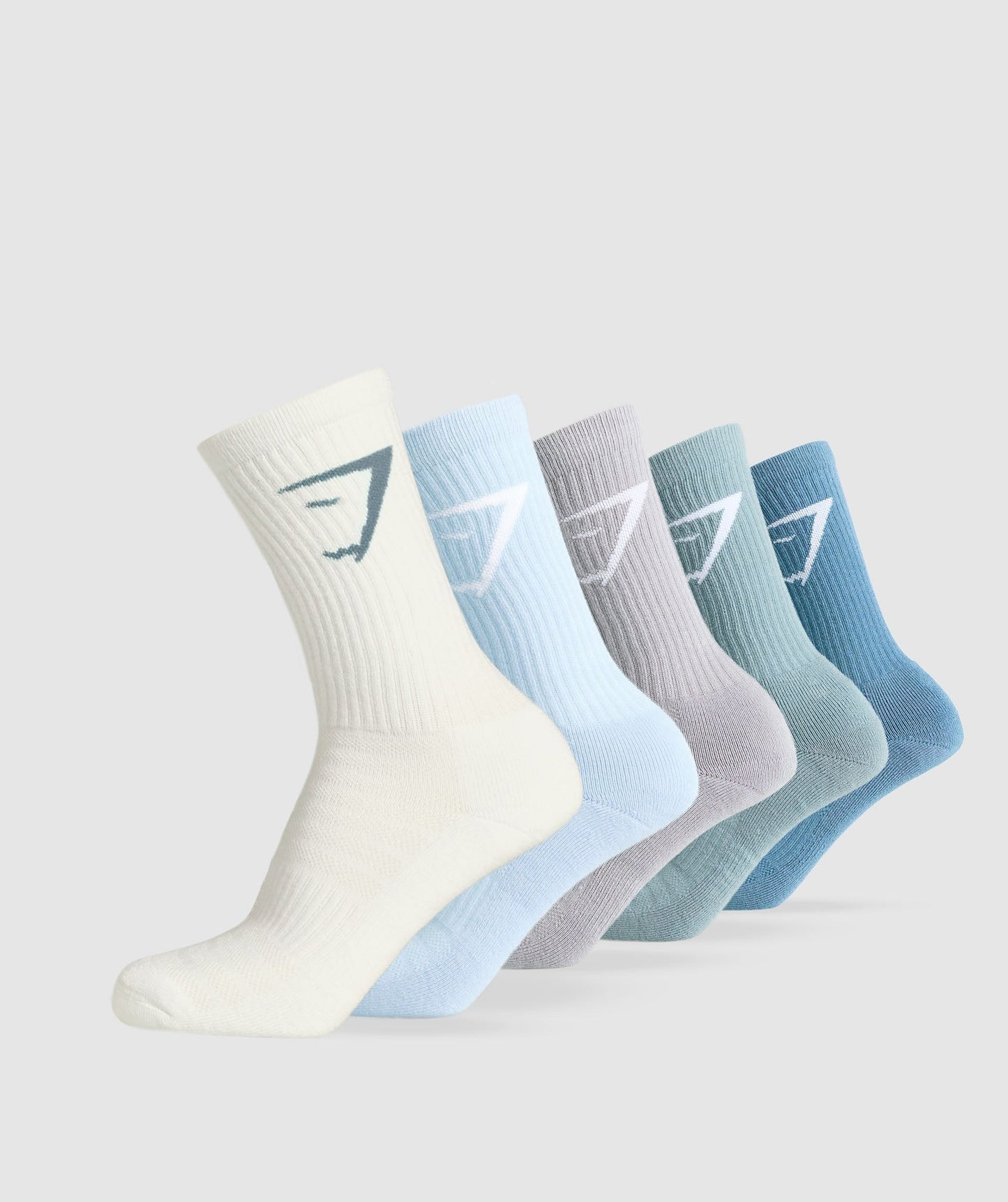Gymshark Crew Socks 5pk - Classic Blue/Rest Blue/Metal Purple/Gentle Blue/Soft White
