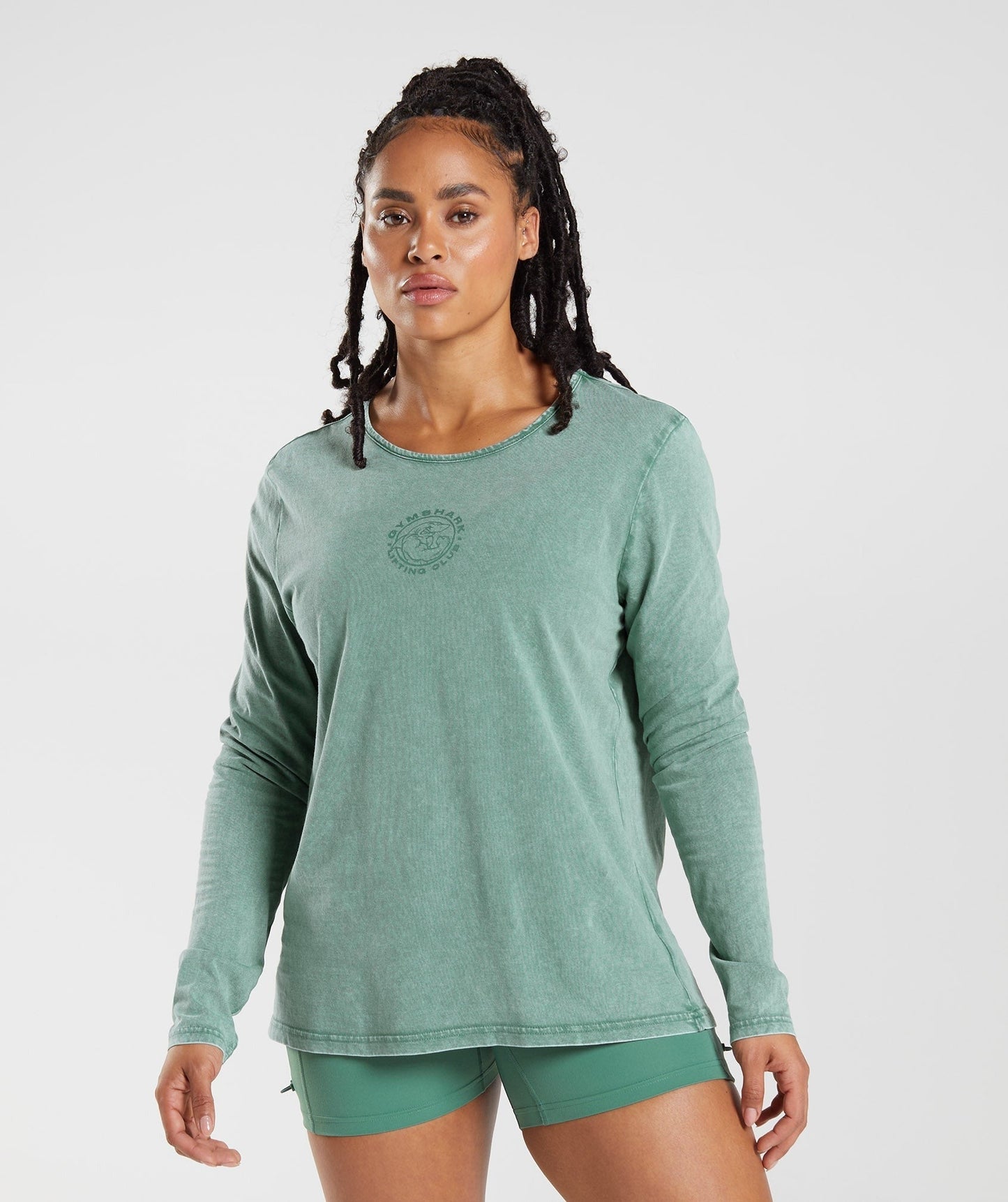 Gymshark Legacy Washed Long Sleeve Top - Hoya Green