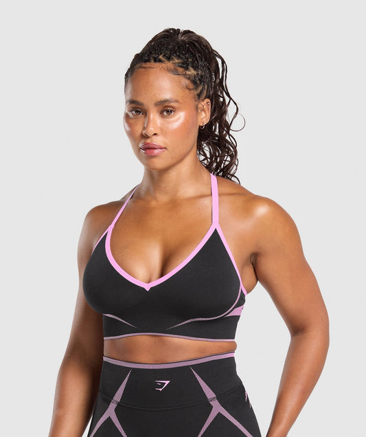 Gymshark Apex Lift Seamless Sports Bra - Darkest Purple/Sour Pink