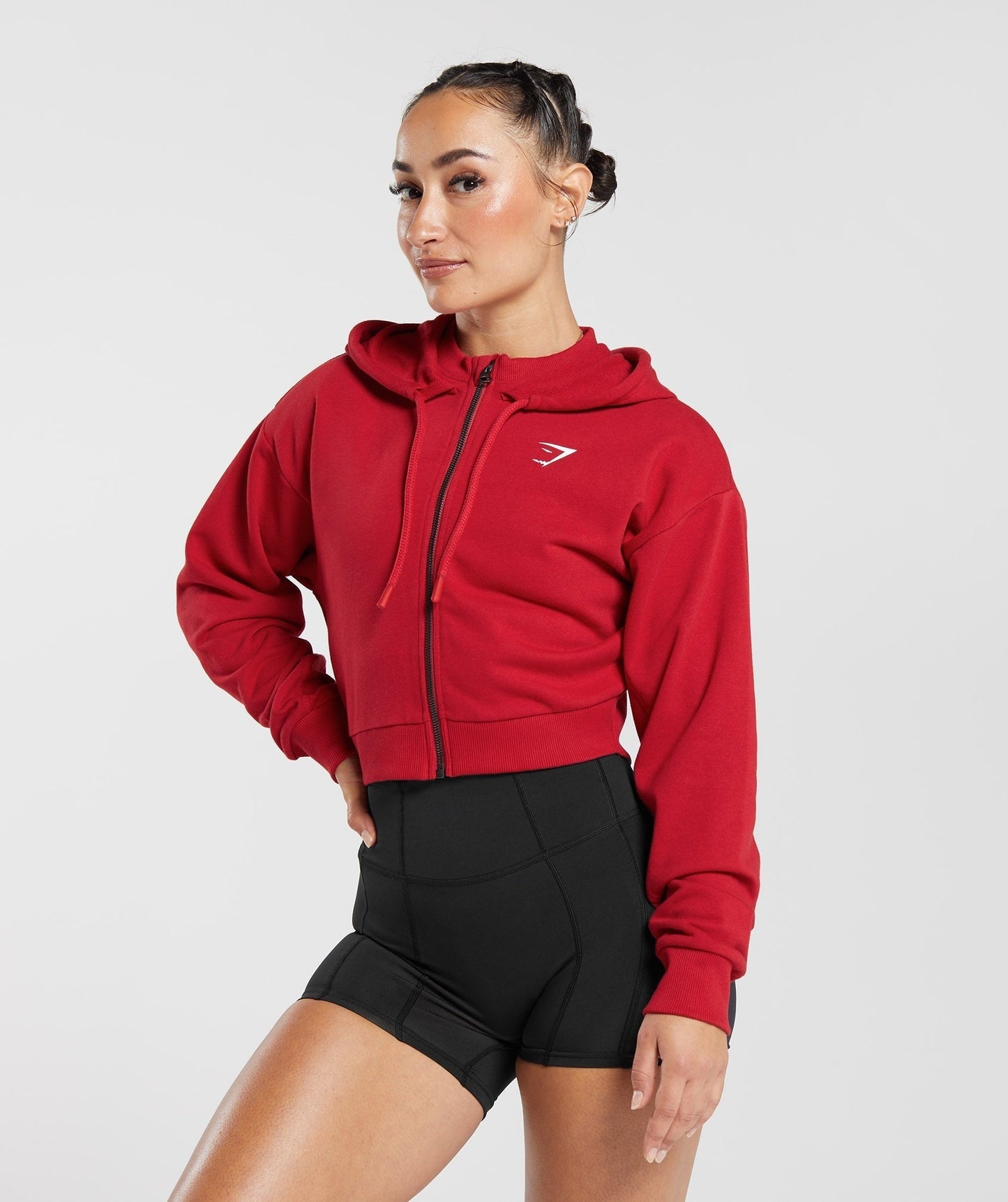 Gymshark GS Power Crop Zip Hoodie - Carmine Red