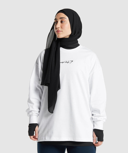 Gymshark GS X Leana Deeb Oversized Long Sleeve Top - White