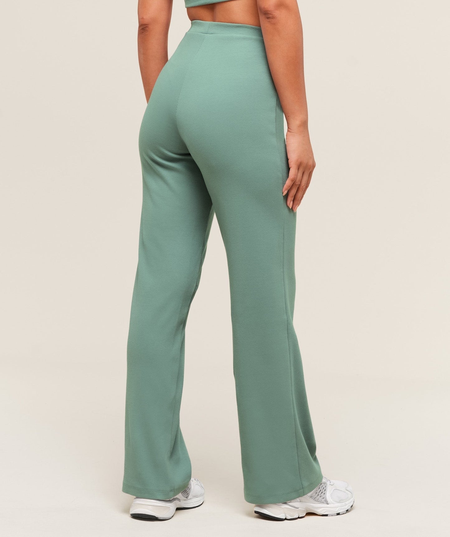 Gymshark Ribbed Cotton Straight Leg Pants - Celeste Blue/Heavy Blue